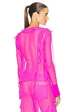 retrofete Aviva Silk Blouse in Neon Pink, view 3, click to view large image.
