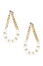 Rosantica Flaminia Dangle Earrings in Pearl & Gold, view 1, click to view large image.