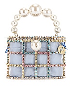 Rosantica Holli Bon Bon Bag in Multicolor Crystals & Light Blue, view 1, click to view large image.