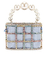Rosantica Holli Bon Bon Bag in Multicolor Crystals & Light Blue, view 3, click to view large image.