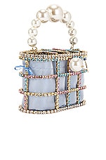 Rosantica Holli Bon Bon Bag in Multicolor Crystals & Light Blue, view 4, click to view large image.