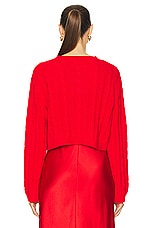 SABLYN Ash Cable Knit Cardigan in Scarlet, view 3, click to view large image.