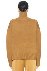 SABLYN Scarlett Mock Neck Drop Shoulder Sweater in Matte Gold, view 3, click to view large image.