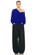 SABLYN Nylah B Slouchy V-neck Pullover Sweater in Lapis, view 4, click to view large image.