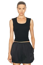 SABLYN Sabrina Fitted Scoop Neck Tank Top With Seaming in Black, view 1, click to view large image.