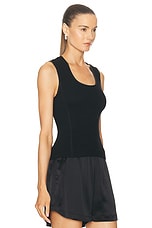 SABLYN Sabrina Fitted Scoop Neck Tank Top With Seaming in Black, view 2, click to view large image.
