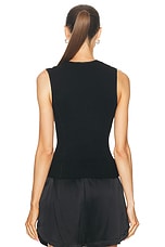 SABLYN Sabrina Fitted Scoop Neck Tank Top With Seaming in Black, view 3, click to view large image.