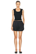 SABLYN Sabrina Fitted Scoop Neck Tank Top With Seaming in Black, view 4, click to view large image.