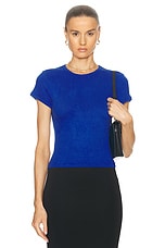 SABLYN Yael Cropped Crew Neck Baby Tee Top in Lapis, view 1, click to view large image.