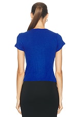 SABLYN Yael Cropped Crew Neck Baby Tee Top in Lapis, view 3, click to view large image.