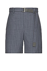 Sacai Chalk Stripe Shorts in Gray, view 1, click to view large image.