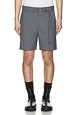 Sacai Chalk Stripe Shorts in Gray, view 4, click to view large image.