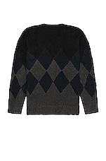 Sacai Argyle Knit Cardigan in Black, view 2, click to view large image.
