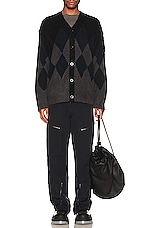 Sacai Argyle Knit Cardigan in Black, view 4, click to view large image.