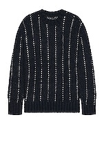 Sacai Jacquard Knit Sweater in Navy, view 1, click to view large image.