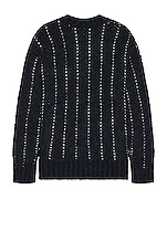 Sacai Jacquard Knit Sweater in Navy, view 2, click to view large image.