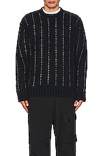 Sacai Jacquard Knit Sweater in Navy, view 3, click to view large image.