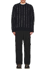 Sacai Jacquard Knit Sweater in Navy, view 4, click to view large image.