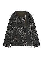 Sacai Bandana Print Reversible Sweater in Grey, view 1, click to view large image.