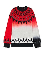 Sacai Jacquard Knit Pullover in Red, view 1, click to view large image.