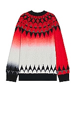 Sacai Jacquard Knit Pullover in Red, view 2, click to view large image.