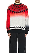 Sacai Jacquard Knit Pullover in Red, view 3, click to view large image.