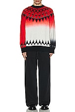 Sacai Jacquard Knit Pullover in Red, view 4, click to view large image.