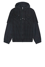 Sacai Gonz Multi Patch Plaid Hoodie in Black, view 1, click to view large image.