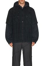 Sacai Gonz Multi Patch Plaid Hoodie in Black, view 4, click to view large image.