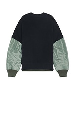 Sacai Gonz Multi Patch Nylon Twill &amp; Knit Sweater in Navy & B Khaki, view 2, click to view large image.