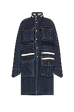 Sacai Denim Coat in Blue, view 1, click to view large image.