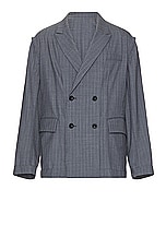 Sacai Chalk Stripe Jacket in Gray, view 1, click to view large image.