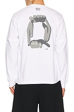 Sacai Geoff Sacai Print Longsleeve T-Shirt in White | FWRD