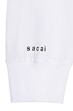 Sacai Graphic Long Sleeve T-shirt in White, view 3, click to view large image.