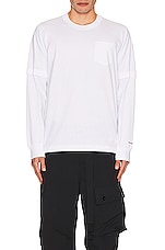 Sacai Graphic Long Sleeve T-shirt in White, view 4, click to view large image.