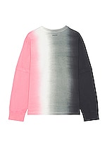 Sacai Tie Dye Cotton Jersey Long Sleeve T-shirt in Grey & Pink, view 2, click to view large image.