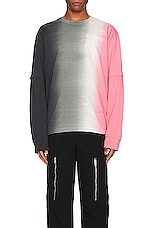Sacai Tie Dye Cotton Jersey Long Sleeve T-shirt in Grey & Pink, view 4, click to view large image.