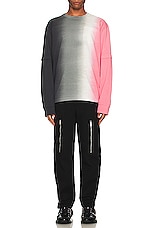 Sacai Tie Dye Cotton Jersey Long Sleeve T-shirt in Grey & Pink, view 5, click to view large image.