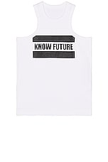 Sacai Know Future Tank Top in White, view 1, click to view large image.