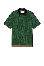 Sacai Floral Print Shirt in Green, view 1, click to view large image.