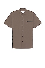 Sacai Matte Taffeta Shirt in Taupe, view 1, click to view large image.