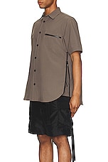 Sacai Matte Taffeta Shirt in Taupe, view 3, click to view large image.