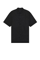Sacai Floral Embroidered Patch Cotton Poplin Shirt in Black, view 1, click to view large image.