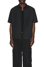 Sacai Floral Embroidered Patch Cotton Poplin Shirt in Black, view 4, click to view large image.