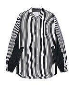 Sacai Cotton Poplin Shirt in Navy Stripe, view 1, click to view large image.