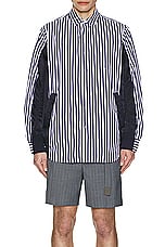 Sacai Cotton Poplin Shirt in Navy Stripe, view 4, click to view large image.