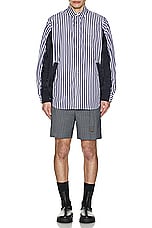 Sacai Cotton Poplin Shirt in Navy Stripe, view 5, click to view large image.
