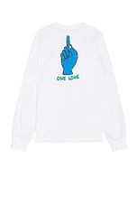 Sacai Gonz One Love T-Shirt in White, view 1, click to view large image.