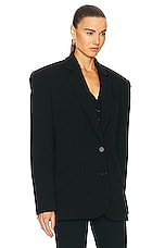 SANS FAFF Adel Oversized Dad Blazer in Black, view 3, click to view large image.