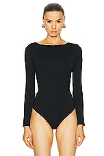 SANS FAFF Bamboo Cross Back Bodysuit in Black, view 2, click to view large image.